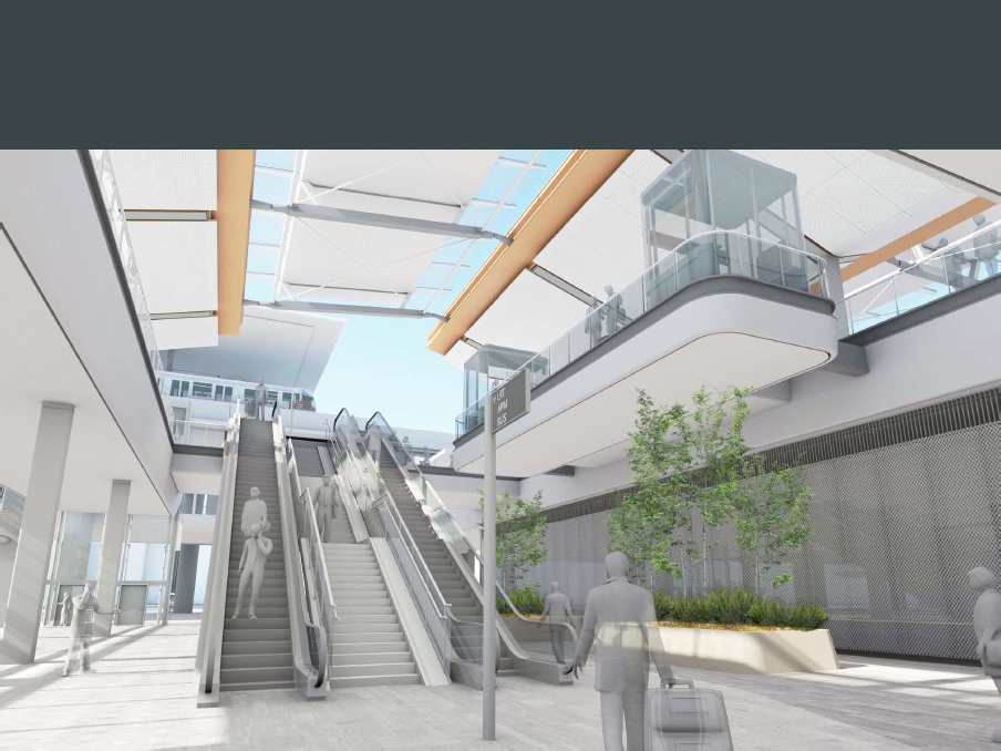 The ground level plaza. Credit: Los Angeles County Metropolitan Transportation Authority.