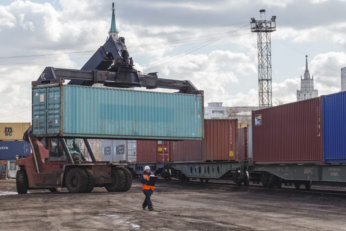 A stock photo of a Transcontainer terminal in Moscow. Credit: Ranglen/Shutterstock.