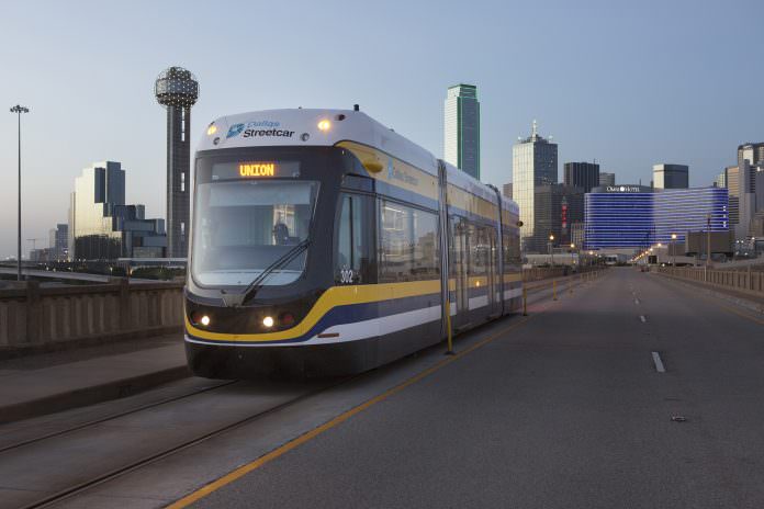 A Brookville Liberty tram on the Dallas Area Rapid Transit system. The vehicles also operate on the QLine in Detroit. Credit: Brookville Equipment Corporation.