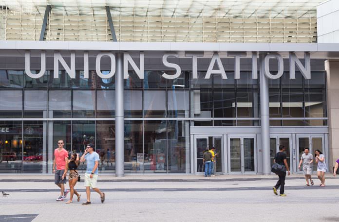 The outside of Union Station in Toronto, Ontario. Credit: Mikecphoto/Shutterstock.