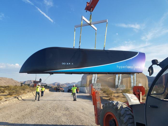 A carbon fibre pod designed for the Hyperloop One. Was not used in the May tests. Credit: Hyperloop One.