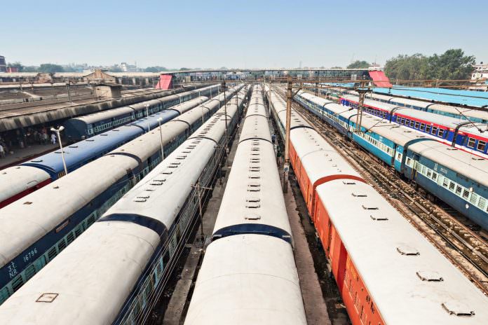 A number of trains at New Delhi station. Credit:saiko3p/Shutterstock.