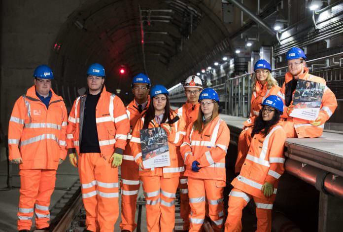Apprentices from across the rail industry gather together in the Canal Tunnels near Kings Cross. Credit: RDG.