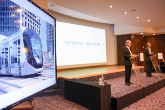 Siemens and Alstom held a joint press conference last week to answer questions from the world's media on their merger. Credit: Alstom.