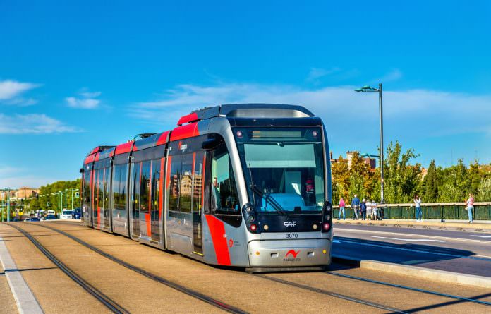 An Urbos tram in Zaragoza, Spain. Credit: Leonid Andronov/Shutterstock.