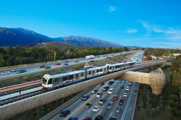 A stretch of the Foothill Gold line from Pasadena to Azusa. Credit: Foothill Gold line.