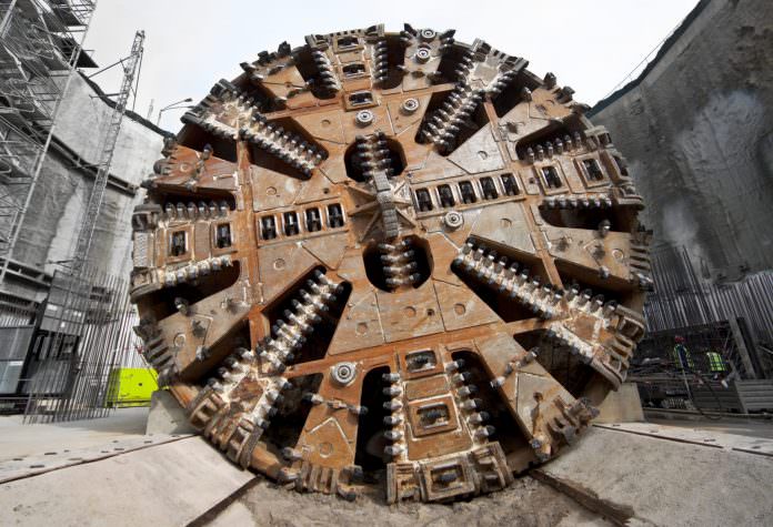 A stock photo of a tunnel boring machine cutter head. Credit: VILevi/Shutterstock.