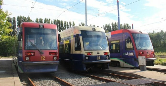 Three of the 15 Ansaldo T69 trams that are up for sale. Photo: Transport for West Midlands.