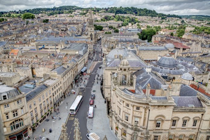 An aerial view of the city of Bath. Photo: Nigel Jarvis / Shutterstock.com.
