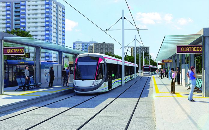 An artist's impression of the proposed light rail system for Mauritius. Photo: Larsen & Toubro.