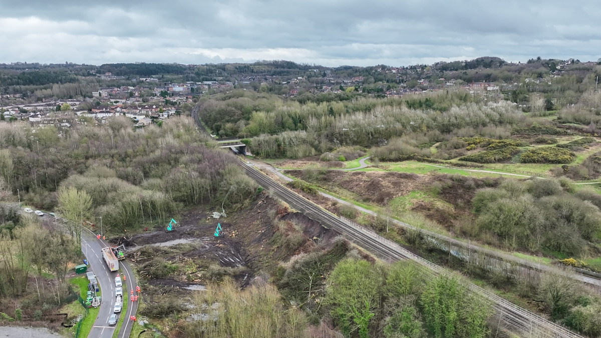 Drone footage shows scale of landslip between Wolverhampton and ...